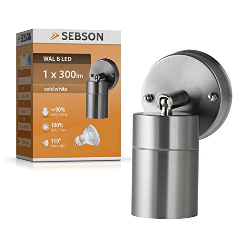 SEBSON® Aussenleuchte, Wandleuchte, Edelstahl inkl. GU10 LED Lampe 4W (3,5W) kaltweiß - 3