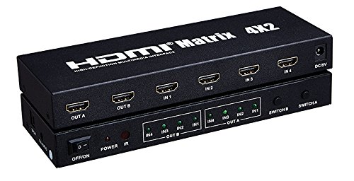 4x2 HDMI Matrix Yatek YK-0402 Switch unterstützt bis zu 1080p und 3D