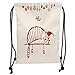 Produktbild Trsdshorts Drawstring Backpacks Bags,Christmas Decorations,Fun Cat Sleeping with Hat and Little Fairy Hanging Xmas Ornaments Art Style,Red Soft Satin,5 Liter Capacity,Adjustable String Closur