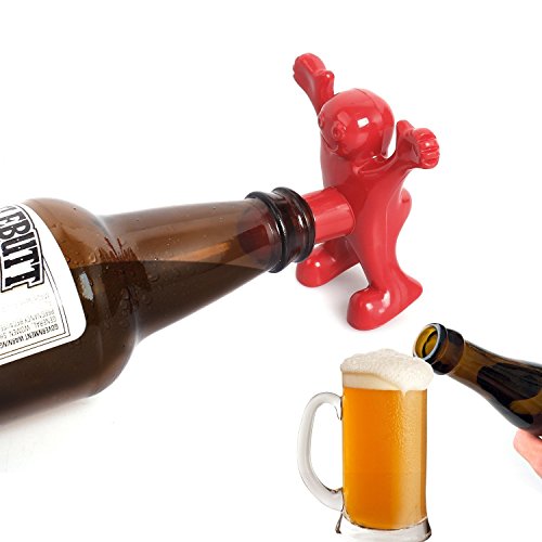 Unigear Wein Stopper und Flaschenöffner Set, drei niedlichen rot Herren Neuheit Flaschenöffner, Korkenzieher und Stopper, perfekt Gag Geschenke Kollektion (Rot) - 4