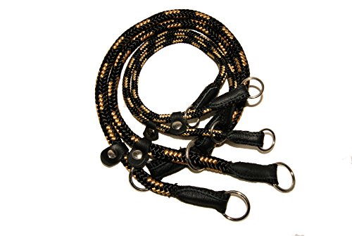 Black-Beige-HandMade-Strong-Rope-Rolled-Slip-Dog-Choker-Choke-Collars-with-black-leather