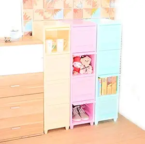 Classic Furniture Infiniti I Kids Wardrobe Storage Organizer for Clothes Toys || 4 Shelves (Blue)