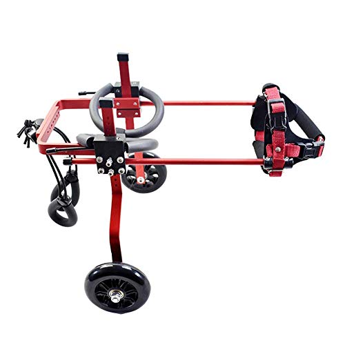 Preisvergleich Produktbild MOIMK Haustier-Rollstühle, Hunderoller, Aluminiumlegierung Ultraleichte Behinderte Und Gelähmte Hund Katze Hilfsdind Beine, Beinübungen,Red,S