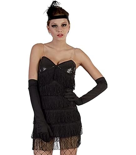 Costume Da Charleston Anni '20 WIDMANN MILANO - Abito E Fascia Con Piume, Taglia L, Per Feste In Maschera E Carnevale