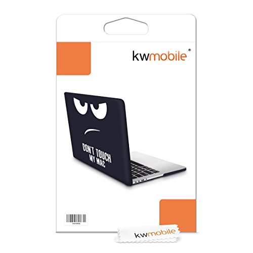 kwmobile Hardcase Laptop Hülle für Apple MacBook Pro Retina 13″ (ab Ende 2012) – Don’t touch my Mac Design Weiß Dunkelblau dünne gummierte Schutzhülle Cover Case Tasche - 7