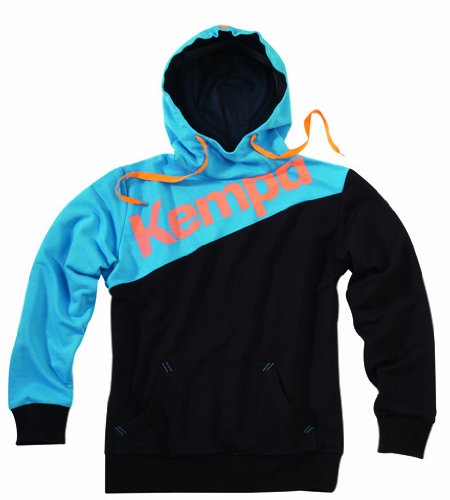 Kempa Kapuzen-Sweatshirt EM, schwarz/cyan/shockorange, M, 200206502