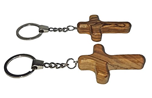2 Stück Set Schlüsselanhänger Kreuz schmal Holzkreuz ca. 120 mm inkl. Anhänger, Holzanhänger, Olivenholz, Israel, Bethlehem, CleanPrince, Schlagworte: Ostern Weihnachten Muttertag Valentinstag Katholikentreffen Katholikentag Geschenk Taufe Hochzeit Silberhochzeit Verlobung Liebe Goldene Hochzeit Geburtstag Jubiläum Oma Opa Mama Papa Souvenir Erinnerung geschnitzt Firmung Holz Schlüssel Schlüsselbund Schlüsselanhänger Kommunion Konfirmation - 
