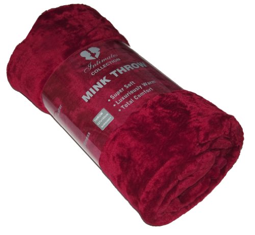 Intimates Mink Faux Fur Throw 200x240cms Burgundy/Wine, Extra Large 3 Seater Sofa/King Size Bed Blan