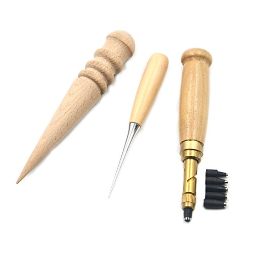 AngelaKerry 20 Stück x Leder-Handgeräte Grundlegende Werkzeug für Anfänger mit Druckknöpfe / Popper Presse Hengst Nähen. - 4