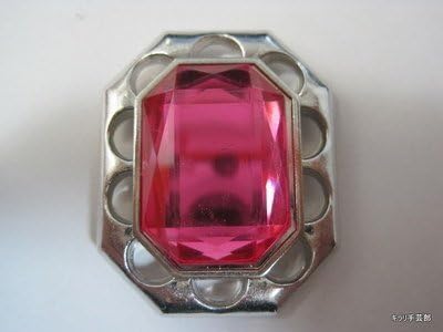No.1839 Stone Seated Bijou for Handicraft (Acrylic Beads Rhinestone) Pink color 3.0 x 3.7 cm 1 x 12 set