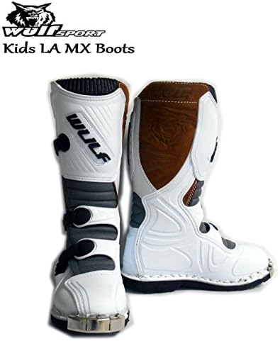 MOTORBIKE WULFSPORT KIDS MX ENDURO BOOTS Motorcycle Motocross Sport Racing Boots WHITE (UK 3 / EU 36)
