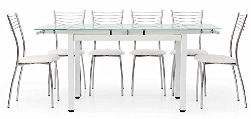 comprare on line Fashion Commerce FC608V Tavolo, Metallo, Bianco, 110 x 70 x 76 cm prezzo