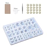 Material: Resin Mold lixiaoxuty - 52 moldes de Resina epoxi para joyería, Maquillaje de Anillos, corazón, Ovalado, círculo, Droplet, Cuadrado, con estimulador, Mini Copas para los Dedos, tweezer