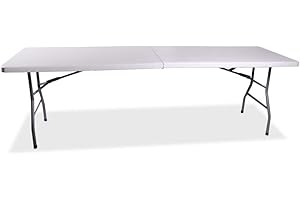 BAKAJI Tavolo Pieghevole in Resina 244x76x72cm HDPE Struttura in Metallo Rinforzato Richiudibile a Valigetta con Maniglia, Arredo Giardino, Casa, Camper, Campeggio, PIC-NIC (244x76x72cm)