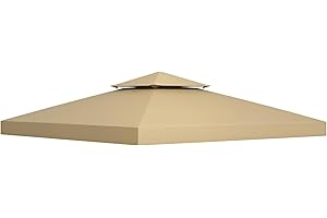 Outsunny Toit de Remplacement pour pavillon de Jardin Toile de Rechange pour pavillon tonnelle Tente 3 x 3 m Beige