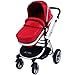 i-Safe System - Red Trio Travel System Pram & Luxury Stroller 3 in 1 Complete With Car Seat