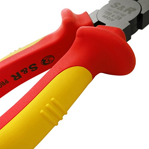 S&R VDE-Kombizange 180 mm Universalzange VDE-geprüft Serie, 1000V, Chrom-Vanadium Stahl, Kombinationszange phosphatiert - 3