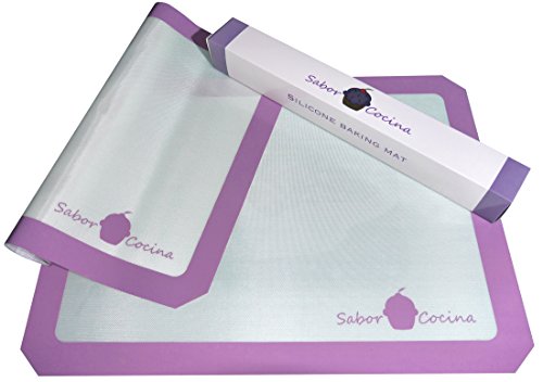 SaborCocina Backmatte - 2 x rutschfeste Backmatten aus Silikon - antihaftbeschichtet - BPA frei backmatte - Dauerbackfolie - Dauerbackmatte - Backunterlage - Silikonmatte - Teigmatte - Backfolie - Arbeitsmatte - Ausrollmatte - hitzebeständige und geruchlose Backmatte