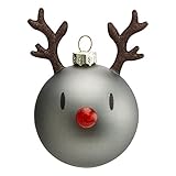 Hoptimist - Rentier 'Dancer' Weihnachtskugeln, Ornamente, Christbaumkugeln, Reindeer, 2er-Set (Dunkelgrau)