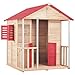 Produktbild Festnight- Kinderspielhaus Spielhaus Kinderhaus Kinder Spiel Haus Gartenhaus Holz Rot 132 x 134 x 155 cm