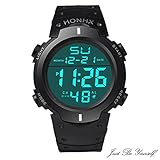 Valentinstag Uhren Dellin Art und Weise Wasserdichte Männer Boy LCD Digital Stoppuhr Datum Gummi Sport Armbanduhr (Weiß)