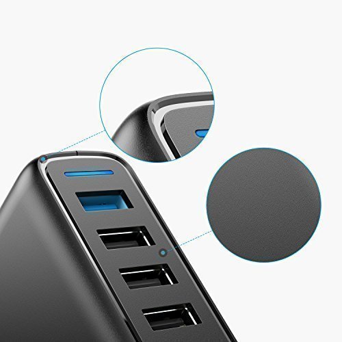 Anker PowerPort Speed 5 (51.5W) 5-Port USB Ladegerät, 1 Port mit Quick Charge 3.0 für Galaxy S7/S6/edge/edge+, Note 4/5, LG G4/G5, HTC One M8/M9/A9, Nexus 6, 4 Ports mit PowerIQ für iPhone, iPad und weitere - 5