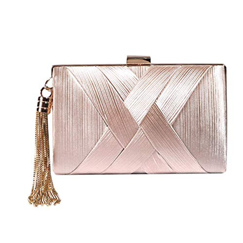 IBàste Donna Pochette Busta Eleganti Pochette Sera Cerimonia Borsa nappa ciondolo per il fine settimana, matrimoni, party, Matrimonio nudo