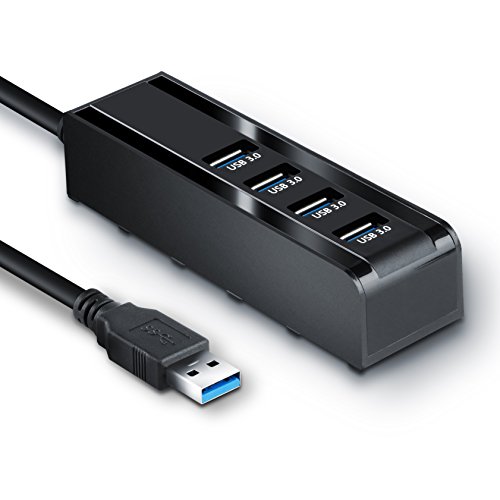 CSL - 4 Port USB 3.0 HUB | bis zu 5Gb/s | 4 Port Verteiler | PC und MAC | Laptop / Tablet | keine Treiber | vergoldete Kontakte | schwarz