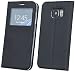 Produktbild ENERGMiX Flip-Cover Smart Look Tasche Hülle für Das für Samsung Galaxy S6 mit Sichtfenster in Schwarz Wallet Book-Style Case Schale Etui Bag Zubehör