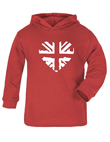 Union Jack Heart Print Baby/kids Hoodie Red & White 1 - 2 Years