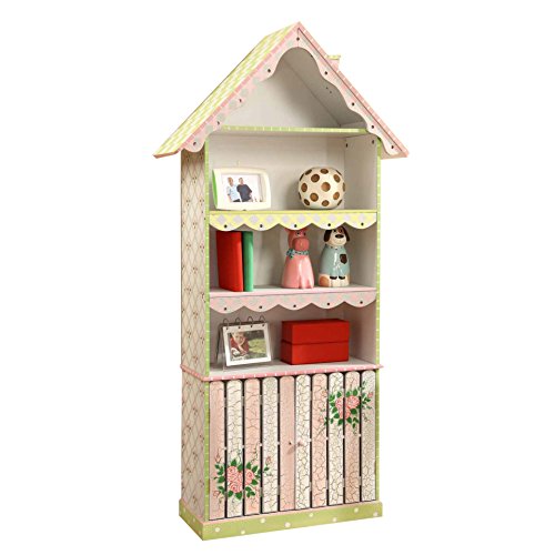 Fantasy Fields by Teamson Crackled Rose Childrens Bookcase Bookshelf Storage Shelving & Doors W-6927A