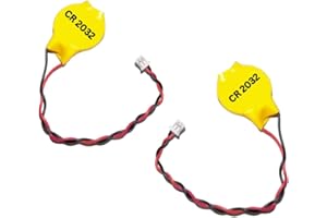 Eunicell - 2 x CR2032 CMOS 3V Lithium Button Coin Cell Battery with Molex 2-Pin (51021-0200) Connector - Replacement Battery For Desktop Computers Laptops and Motherboards