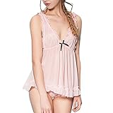 U.Expectating Damen reizvolle Pyjamasunterwäsche, transparenter reizvoller Nachthemdanzug der Frauenkleid (Pink)
