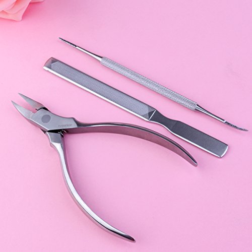 ROSENICE Nagelzange Fußnagel Werkzeuge aus Edelstahl Für Fußnägel und Eingewachsene Zehennägeln 3 teiliges - 5