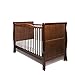 NEW BEAUTIFUL PINE WOOD WALNUT COLOUR SLEIGH BABY COT BED / JUNIOR BED 3 in 1 + SUPERIOR QUALITY HIGH DENSITY FOAM (CMHR28) SAFETY MATTRESS 4'' - 10cm THICK 140/70/10cm