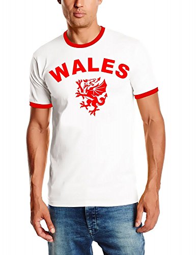 EM 2016 WALES Fußball T-SHIRT TRIKOT mit Deinem NAMEN + NUMMER ! HERI Ringer weiss Gr.M