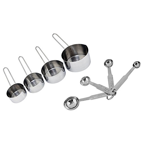 Kosma Set aus 8Pc Messset Edelstahl | Kochen Backen Messen Löffel Kits | (4Pc Measuring Cup Set mit kostenlosem 4Pc Messlöffel Set) - 2
