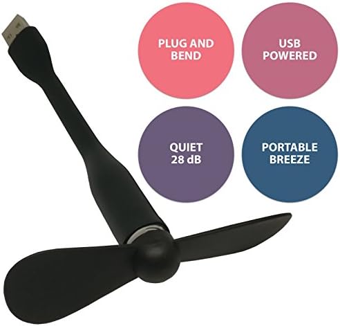 Maxxi Portable USB Fan, Silent Flexible Mini Fan for Power bank, Laptop, Computer