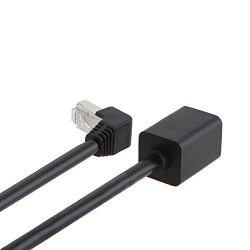 CableCreation nach oben abgewinkelt CAT6 geschirmte Ethernet-Verlängerung Stecker / Buchse Kabel, 50U „Gold überzogenes Kontakt, FTP-Netzwerkkabel , Bandbreite: 250 MHz, 1,6 ft / 0.5m, Schwarz - 4