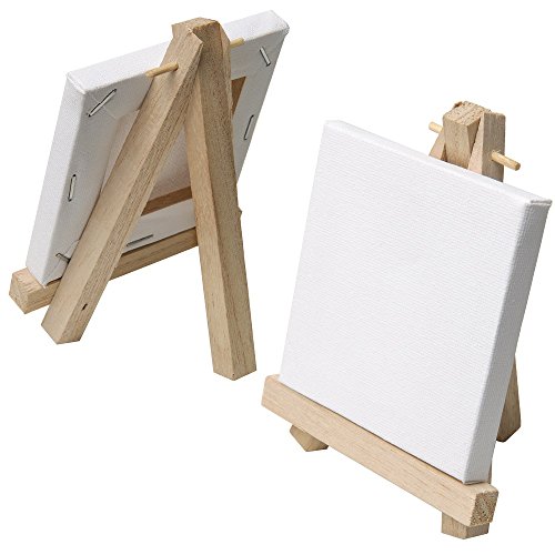 10er Set Artina Mini-Staffelei Tischstaffelei Aufsteller 9 x 11cm – mit Keilrahmen 8 x 8 cm - 2