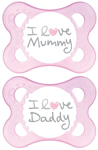 MAM Pack of 2 Style Soothers 0+ Months (Available in Pink or Blue) (Pink)