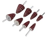Producto nuevo. Hpybest 8 piezas 80# Cabeza de lija de cono cónico para pulir lijado con ruedas para accesorios de taladro Dremel vástago de 6 mm