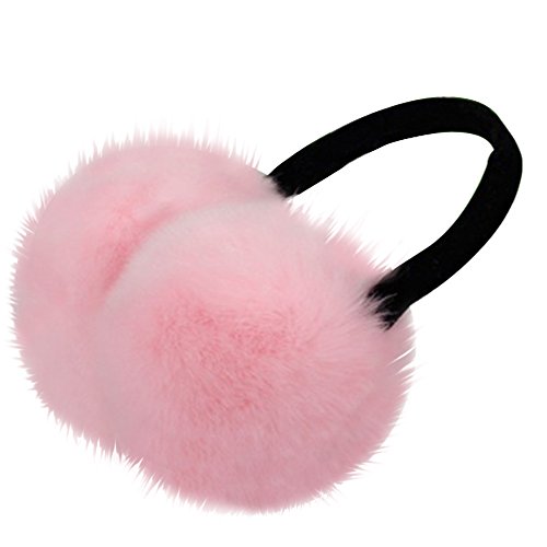 Beetest Donna Finta Volpe Pelliccia Paraorecchie Inverno Caldo Orecchio Manicotti, Rosa