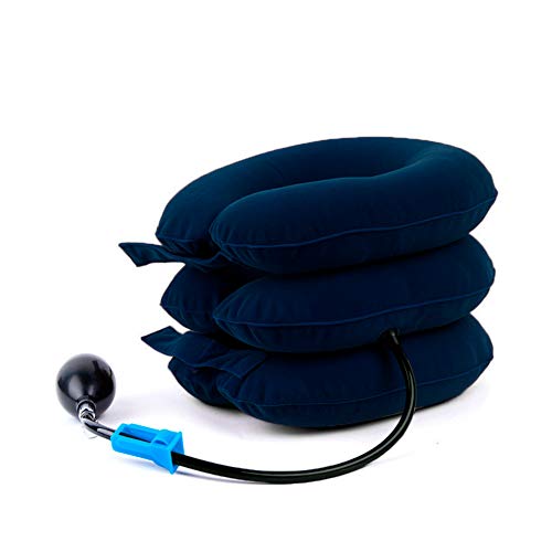 Preisvergleich Produktbild gfy Cervical Hals Traktion, aufblasbar Verstellbare Keilrahmen Kragen Home Traktion wirbelsäulenstellung Hals Schulter Pillow-Navy blau