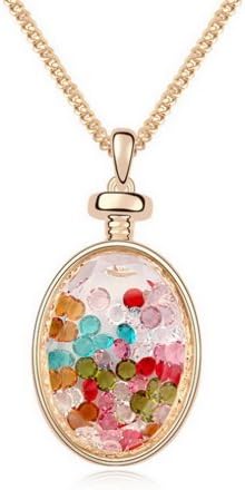 Alvdis Fashion Colored Glaze Bottle Style Sterling Swarovski Crystal Long Sweater Chain Pendant Necklace, 30", Multicolor