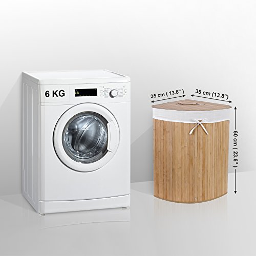 Songmics Faltbar Bambus Wäschekorb 58L Wäschebox Wäschetruhe Wäschesammler Wäschetonne Wäschewagen Dreieck LCB46S - 3