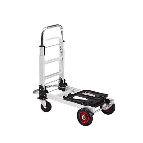 Preisvergleich Produktbild DELLT- Handwagen Multifunktions-Aluminium-Legierung Trolley Kleiner Anhänger Gepäckwagen Falten Teleskop-Zugstange Wagen Einkaufswagen Einkaufswagen Trolley Load 180 kg