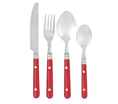 Pradel Heritage 518154 Ménagère 24 Pièces Inox/Plastique Rouge 9,6 x 23,5 x 9,7 cm