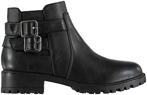 Miso Womens Cojito Boots Flat Ankle Buckle Fastening Zip Textured Black UK 6 (39)
