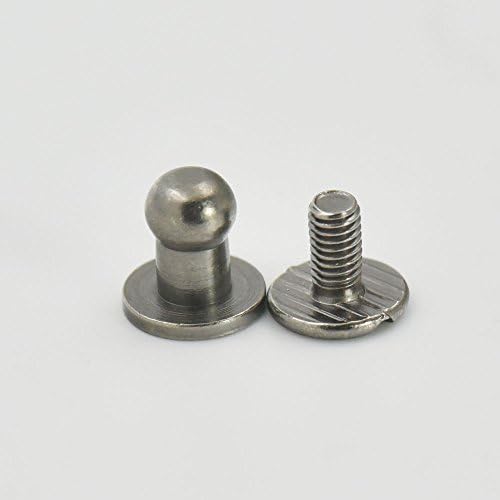 50 Sets 5mm 1/5" Brass Head Button Stud Screwback spot For Screw Chicago nail Nickle-Black
